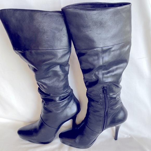 Shoes - Brand New ! Brazilian Style Long Black Leather Boots.Inside Zipper - Size 39/8.5